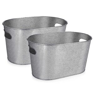 barsics 5-quart galvanized metal tin tub for beverages, beer bottles, planters and décor - lightweight and durable - 12x8x6.5 inches (pack of 2)