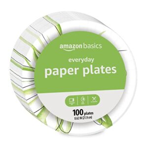 Amazon Basics Everyday Paper Plates, 9 Inch, Disposable, 100 Count