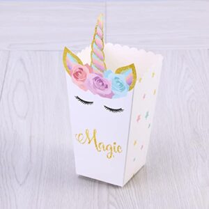 NUOBESTY Unicorn Popcorn Cups Food Containers 12Pcs Unicorn Popcorn Boxes Unicorn Popcorn Treat Boxes Unicorn Snack Treat Containers Unicorn Party Favor Popcorn Boxes Cupcake Boxes