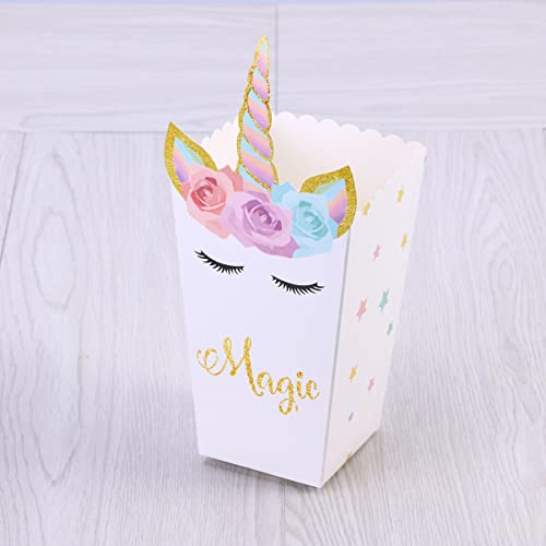 NUOBESTY Unicorn Popcorn Cups Food Containers 12Pcs Unicorn Popcorn Boxes Unicorn Popcorn Treat Boxes Unicorn Snack Treat Containers Unicorn Party Favor Popcorn Boxes Cupcake Boxes