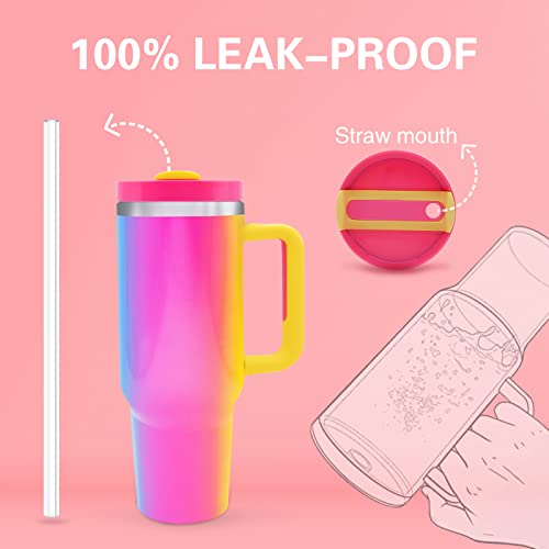 nailastro 40 oz Tumbler with Handle and Straw Lid, Reusable Stainless Steel Insulated Tumblers with Silicone Boot, Travel Mug Water Bottle Iced Coffee Cup,Large Capacity Car Cup - Gift for Women Men