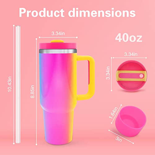 nailastro 40 oz Tumbler with Handle and Straw Lid, Reusable Stainless Steel Insulated Tumblers with Silicone Boot, Travel Mug Water Bottle Iced Coffee Cup,Large Capacity Car Cup - Gift for Women Men