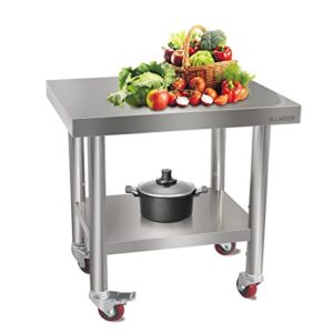 allmodr small stainless steel work table - workbench with undershelf compact mini table for food storage and kitchen organization