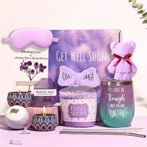 get well soon gifts for women, 13pcs lavender filled & scented get well soon gift basket, get well gifts for women after surgery thinking of you & wishing you a speedy recovery care package for women
