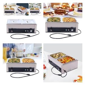 Food Warmer, 2-Pan Commercial Countertop Steam Catering Food Warmer, 1500W Stainless Steel Electric Steam Warmer, Restaurants Professional Buffet Chafing Dishes with Lids, 6.87Qt/6.5L