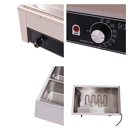 Food Warmer, 2-Pan Commercial Countertop Steam Catering Food Warmer, 1500W Stainless Steel Electric Steam Warmer, Restaurants Professional Buffet Chafing Dishes with Lids, 6.87Qt/6.5L