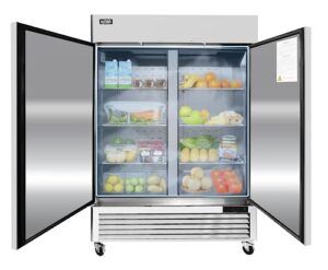 kitma 54" two section two solid doors reach-in commercial refrigerator, 49 cubic feet, automatic defrost
