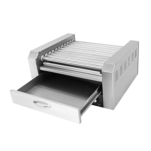 Commercial Hot Dog Machine Hotdog Grill Cooker with Bun Warmer 30 Hot Dog Warmer Roller Grill Cooker Machine for Shop, Snack,Bar 1560W