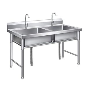canteen kitchen household commercial stainless steel sink (size : 140x70x80cm)