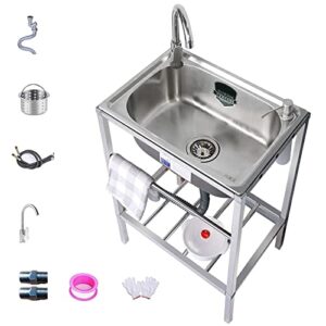 stainless sink,utility sink single bowl stainless steel,washing sink,stainless steel sink is suitable for kitchen, hotel, restaurant, garden, etc, with accessories like stainless steel bracket (s