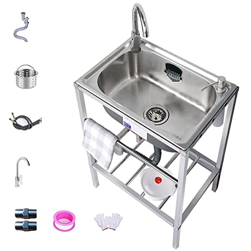 Stainless sink,utility sink single bowl stainless steel,washing sink,Stainless steel sink is suitable for kitchen, hotel, restaurant, garden, etc, with accessories like stainless steel bracket (S