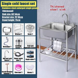 Stainless sink,utility sink single bowl stainless steel,washing sink,Stainless steel sink is suitable for kitchen, hotel, restaurant, garden, etc, with accessories like stainless steel bracket (S