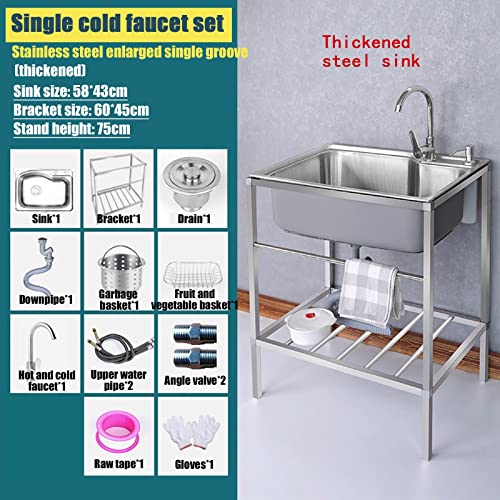 Stainless sink,utility sink single bowl stainless steel,washing sink,Stainless steel sink is suitable for kitchen, hotel, restaurant, garden, etc, with accessories like stainless steel bracket (S