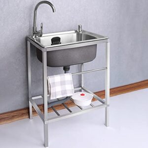 Stainless sink,utility sink single bowl stainless steel,washing sink,Stainless steel sink is suitable for kitchen, hotel, restaurant, garden, etc, with accessories like stainless steel bracket (S