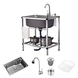 utility sink kitchen sinks utility sinks for a laundry room 304 stainless steel kitchen sink single bowl with faucet and other accessories suitable for restaurant, hotel (size : 53 * 38cm
