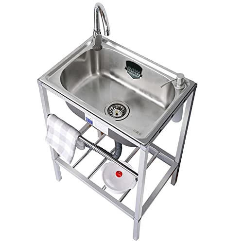 Kitchen sink,utility sink single bowl stainless steel,utility sink free standing,Stainless steel sink with bracket and faucet and other accessories, suitable for hotels, kitchens, restaurants (Siz