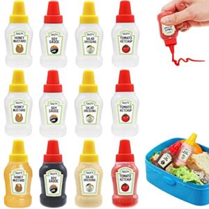 xuyyicao 12 pcs mini ketchup bottles,25ml condiment squeeze bottles,plastic sauce container for kids,office,bento box,picnic,honey,salad dressing