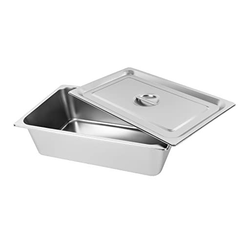 4 Pack Hotel Pan 5.9-Inch Deep Steam Table Pan with Lid 21.26" L x 12.6" W Hotel Pans Stainless Steel Pans Restaurant and Commercial Steam Tables