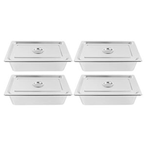 4 pack hotel pan 5.9-inch deep steam table pan with lid 21.26" l x 12.6" w hotel pans stainless steel pans restaurant and commercial steam tables