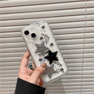 Faneiy for iPhone 11 Case with Phone Charm Chain Accessories Cute 3D Sparkle Shiny Stars Rhinestone Clear Phone Case Women Girl Aesthetic Camera Protection Shockproof Case for iPhone 11-6.1''