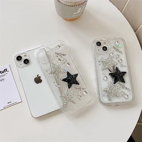 Faneiy for iPhone 11 Case with Phone Charm Chain Accessories Cute 3D Sparkle Shiny Stars Rhinestone Clear Phone Case Women Girl Aesthetic Camera Protection Shockproof Case for iPhone 11-6.1''