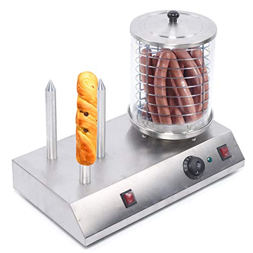 Commercial Electric Hot Dog Steamer 538W Stainless Steel Hot Dog and Bun Warmer, Hot Dog and Bun Toaster for Western Restaurant Equipment Casual Fast Food Equipment and Tea Restaurant Settings(110V)