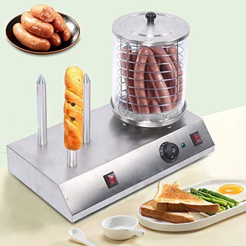 Commercial Electric Hot Dog Steamer 538W Stainless Steel Hot Dog and Bun Warmer, Hot Dog and Bun Toaster for Western Restaurant Equipment Casual Fast Food Equipment and Tea Restaurant Settings(110V)