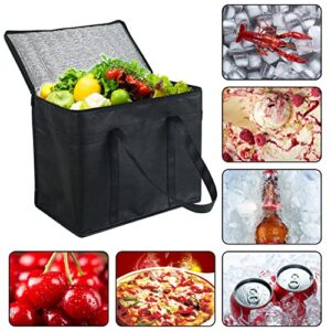 Aosome 2 Packs XL Insulated Food Delivery Bag,Pizza Delivery Bag,Collapsible Cooler Bag,Reusable Grocery Shopping Bag for Shopping,BBQ,Fishing,Picnic,Outdoor (Black 30L)