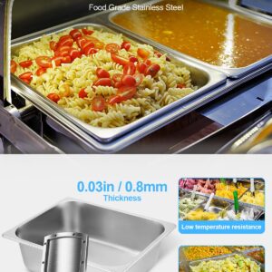 ZeroPone Hotel Pan 4" Deep Steam Table Pan 6 Pack 1/2 Size 12.8"L x 10.4"W Hotel Pan 22 Gauge Stainless Steel Anti Jam Steam Table Pan