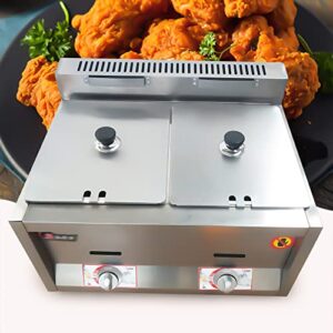 2 × 6L Pans Food Warmer Heater, Commercial Stainless Steel Gas Buffet Countertop Food Warmer Table Steamer Soup Warmer Gas Deep Fryer for Catering and Restaurants