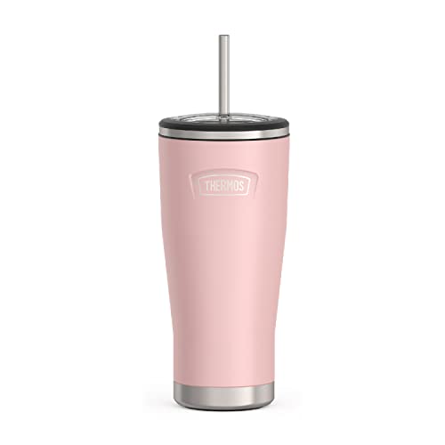 ICON SERIES BY THERMOS Stainless Steel Cold Tumbler with Straw, 24 Ounce, Sunset Pink