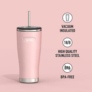 ICON SERIES BY THERMOS Stainless Steel Cold Tumbler with Straw, 24 Ounce, Sunset Pink