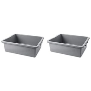rubbermaid commercial products standard bus/utility box, 7.125-gallon, gray, heavy duty plastic restaurant tub/dish washing box for kitchen organization/storage, plastic box (pack of 2)