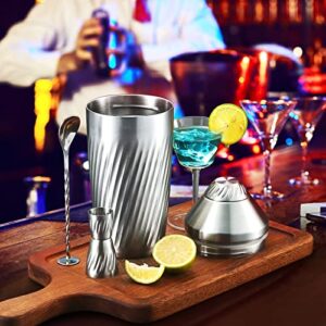Cocktail Shaker Bar Set - Innovative Premium Vacuum Insulated Stainless Steel Drink Shaker Double Wall Margarita Mixer Jigger & Mixing Spoon Set - Martini Shaker for Home Bartender - 28oz