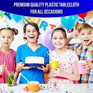 NORZEE 12-Pack White Disposable Plastic Tablecloths, 84" Plastic Table Cloth, Round Table Cover Gold CONFETY (12, White Gold)