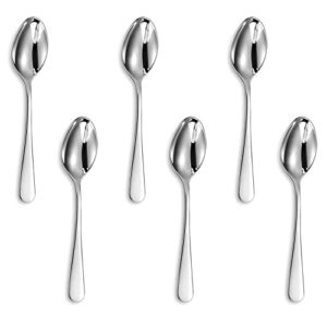 keawell premium 6-piece louise demitasse espresso spoons, 4.3 inches 18/10 stainless steel mini coffee spoons, dishwasher safe