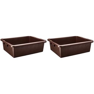 rubbermaid commercial products standard bus/utility box, 7.125-gallon, brown, plastic, heavy duty plastic restaurant tub/dish washing box for kitchen organization/storage (pack of 2)