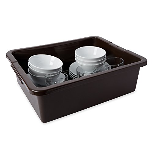 Rubbermaid Commercial Products Standard Bus/Utility Box, 7.125-Gallon, Brown, Plastic, Heavy Duty Plastic Restaurant Tub/Dish Washing Box for Kitchen Organization/Storage (Pack of 2)