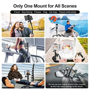 TELESIN Flexible Mount Clamp for GoPro Insta360 Phones, Camera iPhone Android Tripod Stand Neck Holder Selfie Stick Pole for Bike, Motorcycle, Boat, Tube, Treadmill, Stroller, Car, Desk