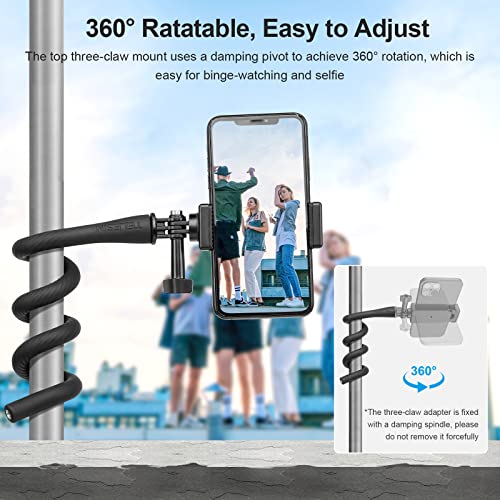 TELESIN Flexible Mount Clamp for GoPro Insta360 Phones, Camera iPhone Android Tripod Stand Neck Holder Selfie Stick Pole for Bike, Motorcycle, Boat, Tube, Treadmill, Stroller, Car, Desk