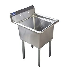 amgood stainless steel prep & utility sink | 304 stainless steel | overall size: 29 3/4" x 23 5/8" | restaurant, kitchen, laundry, garage | nsf (bowl size: 24" x 18" no faucet)