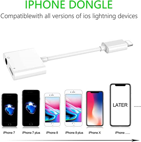 Headphone Adapter for iPhone [Apple MFi Certified], 2 in 1 Lightning to 3.5mm AUX Audio Dongle Charger Splitter for iPhone Accessories Compatible with iPhone 13/12/11/XR/X/8/7, Support All iOS System