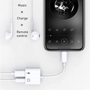 Headphone Adapter for iPhone [Apple MFi Certified], 2 in 1 Lightning to 3.5mm AUX Audio Dongle Charger Splitter for iPhone Accessories Compatible with iPhone 13/12/11/XR/X/8/7, Support All iOS System