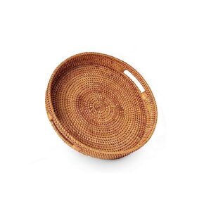 round rattan serving tray decorative woven ottoman trays for coffee table natural round woven tray, 14 inch