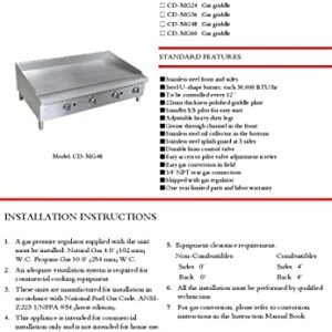 Commercial Griddle Manual 36" Countertop Natural Gas - 90000 BTU NSF CD-MG36