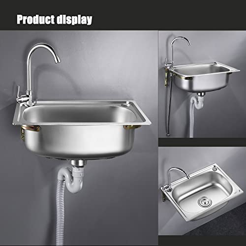 Stainless sink,wall mount utility sink,wall-mounted commercial sink, Wall-mounted stainless steel sink, made of stainless steel, Suitable for hotels, restaurants, garages, kitchens,