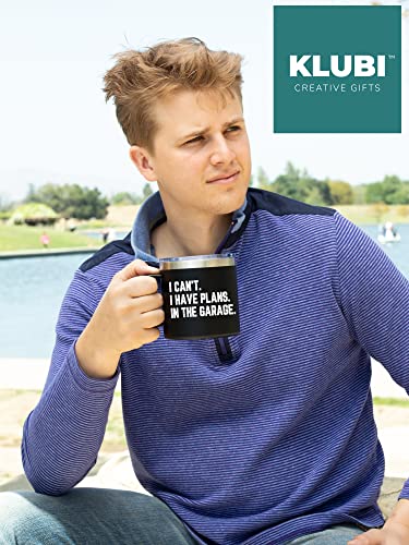 KLUBI Birthday Gifts for Dad Men- Coffee Tumbler Mug 14oz - Garage Dad Funny, Cool Fathers Day Gift Idea from Daughter, Son, Husband, Guys, Papa Who Wants Nothing, Grandpa, Awesome, Mechanic, Uncle