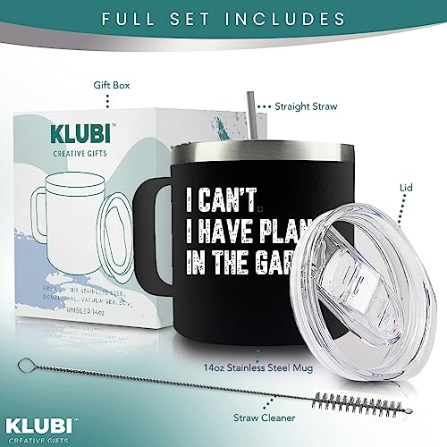 KLUBI Birthday Gifts for Dad Men- Coffee Tumbler Mug 14oz - Garage Dad Funny, Cool Fathers Day Gift Idea from Daughter, Son, Husband, Guys, Papa Who Wants Nothing, Grandpa, Awesome, Mechanic, Uncle