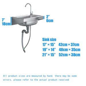 Wall mounted stainless steel utility sink,stainless kitchen sink,small kitchen sink,Commercial Hand Sink with Faucet 304 Stainless Steel Wall Mount Wash Sink,Suitable for kitchens, restaurants, (Si