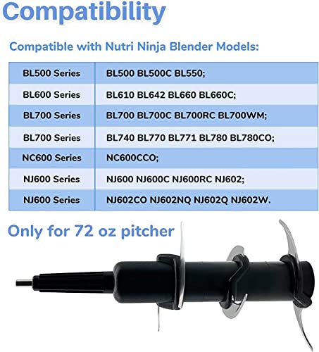 6 Blade Ninja Blender Replacement Parts, Ninja Blender Blade 72 oz Pitcher Fit for Nutri Ninja Blender 1200/1300/1500 Watt BL500 BL610 BL700 BL740 BL770 BL780 NJ600 NJ6002 and More